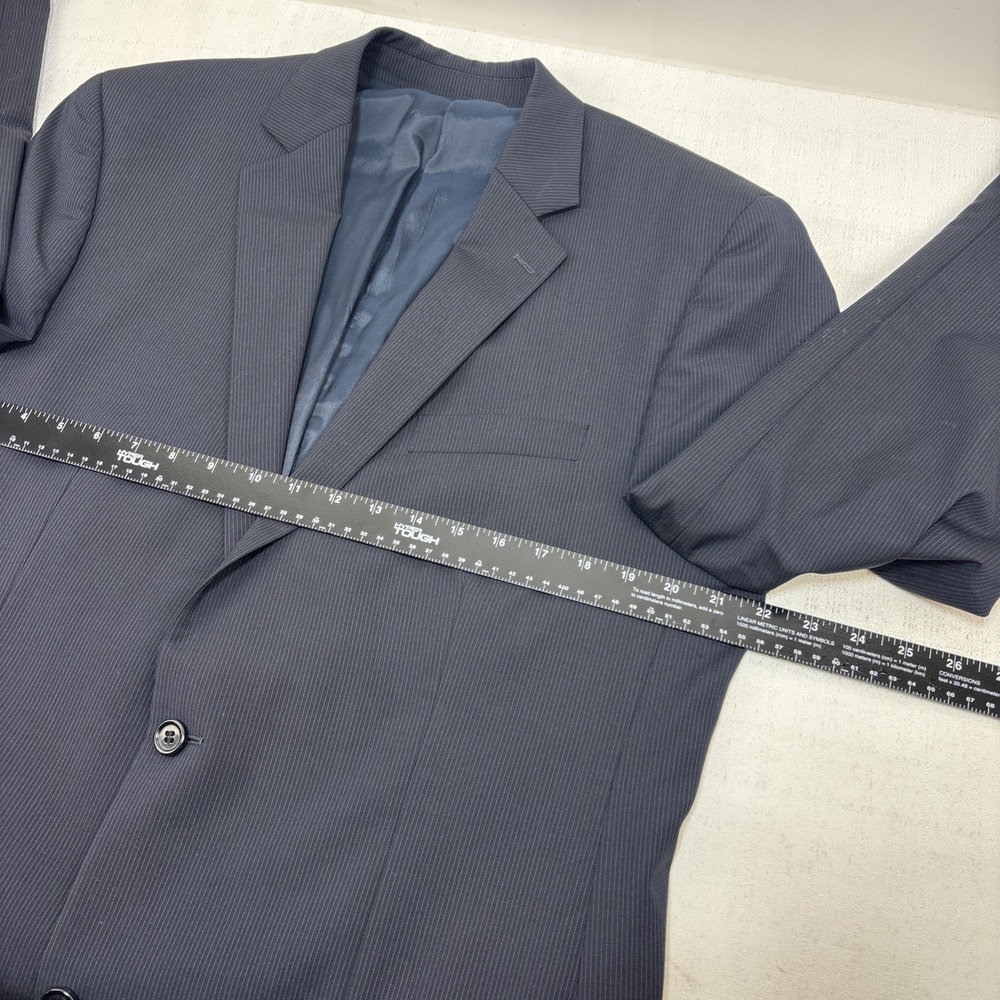 Michael Kors Mens Navy Pinstripe 2 Piece Suit Wool Size 42L Pants 34x32 - Picture 5 of 16